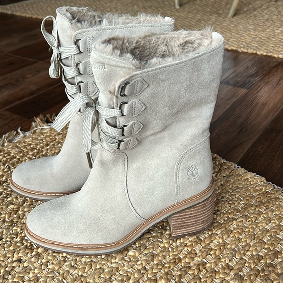 Timberland Women’s Like New Sz 7 Sienna High Waterproof Mid Boot Gray Suede - Picture 2 of 12